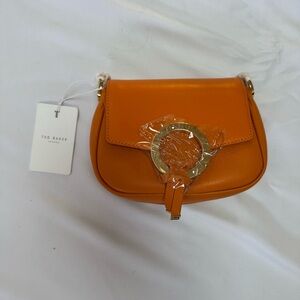 Ted Baker London Orange Crossbody Bag with Gold Ring Accent